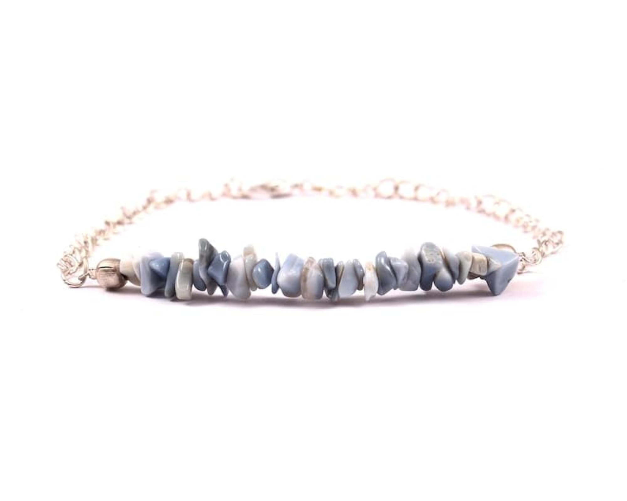 Unisex Blue Opal Nugget Chips Bracelet with Rose Gold Plated Clasp